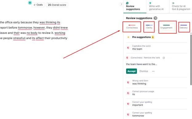 Grammarly Reviews Suggestions for clarity